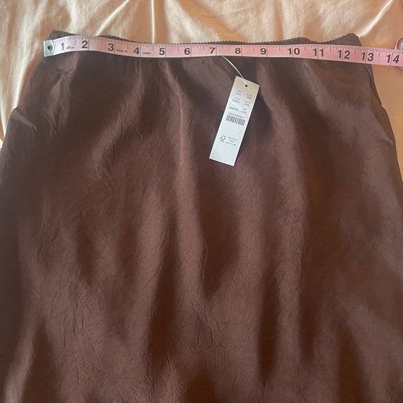 J Crew Lace Trim Slip Skirt in Brown Textured Satin XXS - Picture 4 of 6